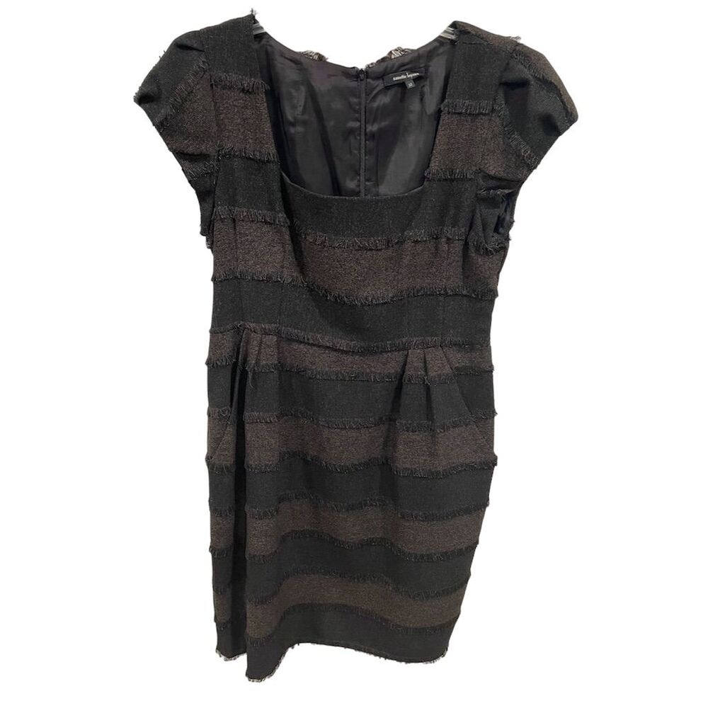 Nanette Lepore Fringe Dress Size 12 Black Brown Knee Length, Academia